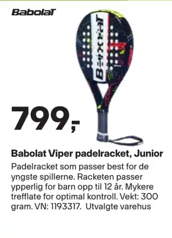 XXL Sport Babolat viper padelracket, junior tilbud
