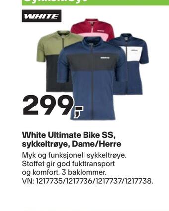 XXL Sport White ultimate bike ss, sykkeltrøye, dame/herre tilbud
