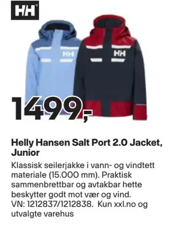 XXL Sport Helly hansen salt port 2,0 jacket, junior tilbud