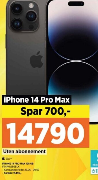POWER IPHONE 14 PRO MAX 128 GB IP14PM128GBLK tilbud