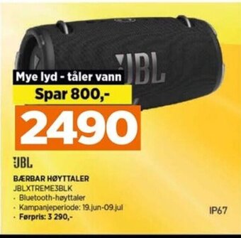 POWER BÆRBAR HØYTTALER JBLXTREME3BLK tilbud