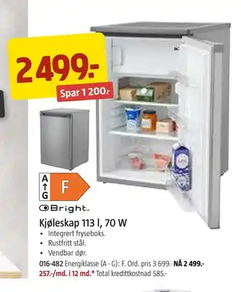 Kjøleskap 113 l, 70 w