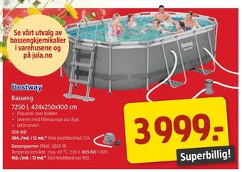 Jula Basseng 7250 l, 424x250x100 cm tilbud