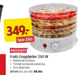 Jula Frukt-/sopptørker 250 w tilbud