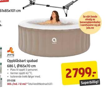 Jula Oppblåsbart spabad 686 l, ø165x70 cm tilbud