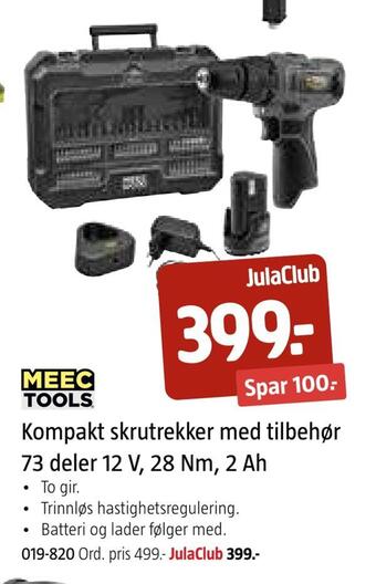 Jula Kompakt skrutrekker med tilbehør 73 deler 12 v, 28 nm, 2 ah tilbud