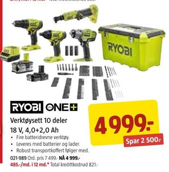 Jula Verktøysett 10 deler 18 v, 4,0+2,0 ah tilbud