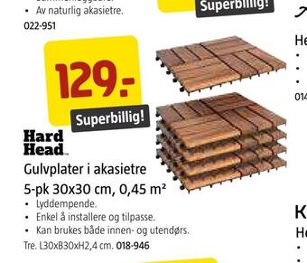Jula Gulvplater i akasietre 5-pk 30x30 cm, 0,45 m2 tilbud