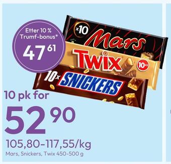 Gigaboks Mars, snickers, twix 450-500 g tilbud
