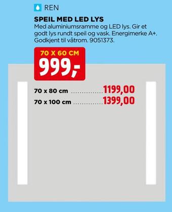 jem & fix Speil med led lys tilbud