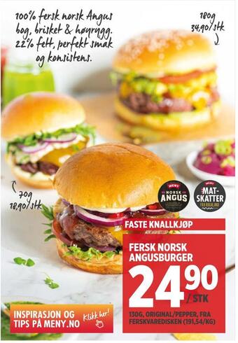 Meny Fersk norsk angusburger tilbud