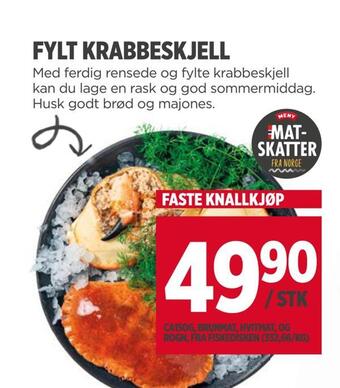 Meny Fylt krabbeskjell tilbud