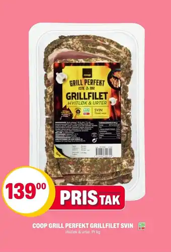 Coop Extra COOP GRILL PERFEKT GRILLFILET SVIN Hvitløk & urter. Pr kg tilbud