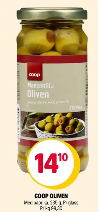 Coop Extra COOP OLIVEN Med paprika. 235 g. Pr glass tilbud