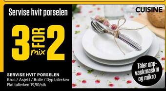 Europris Servise hvit porselen tilbud