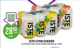 Kiwi Iste uten sukker tilbud