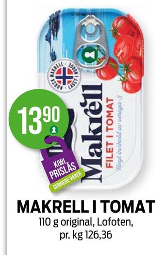 Kiwi Makrell i tomat tilbud