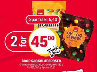 Coop Extra Chocolate peanuts sjokoladepastiller tilbud