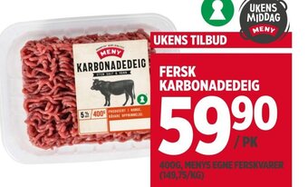 Meny FERSK KARBONADEDEIG tilbud
