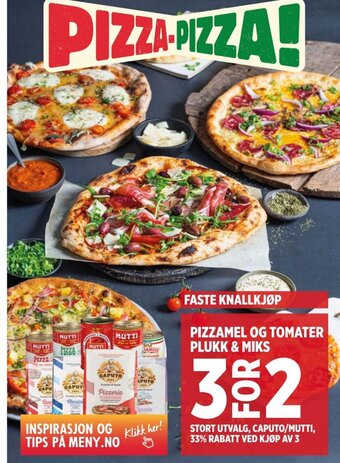 Meny PIZZAMEL OG TOMATER PLUKK & MIKS tilbud