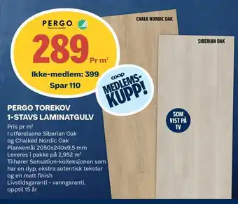 Obs Bygg Pergo torekov 1-stavs laminatgulv tilbud