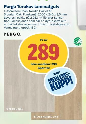 Coop Byggmix Pergo torekov laminatgulv tilbud