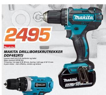 Coop Byggmix Makita drill/borskrutrekker ddf482rtj tilbud