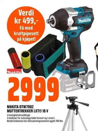 Obs Bygg Makita dtw700z muttertrekker lxt® 18 v tilbud