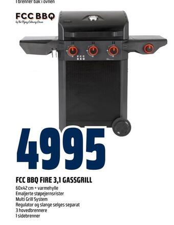 Obs Bygg Fcc bbq fire 3,1 gassgrill tilbud