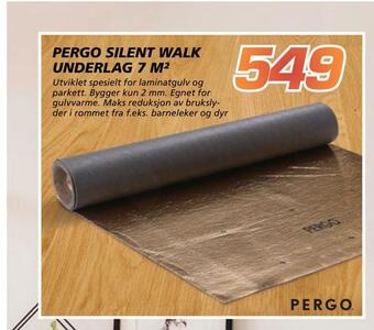 Coop Byggmix Pergo silent walk underlag 7 m2 tilbud