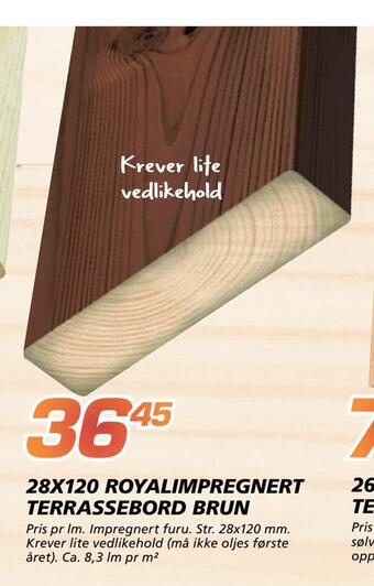 Coop Byggmix 28x120 royalimpregnert terrassebord brun tilbud