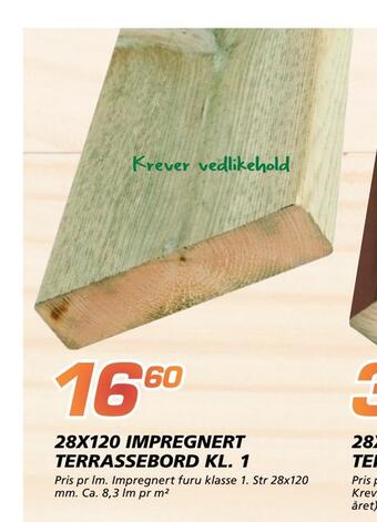 Coop Byggmix 28x120 impregnert terrassebord kl. 1 tilbud