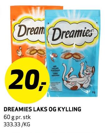 Bunnpris Dreamies laks og kylling tilbud
