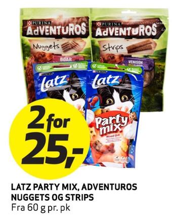 Bunnpris Latz party mix, adventuros nuggets og strips tilbud