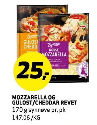 Bunnpris Mozzarella og gulost/cheddarevet tilbud