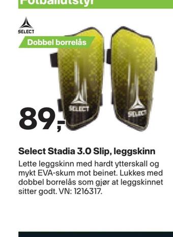 XXL Sport Select stadia 3,0 slip, leggskinn tilbud