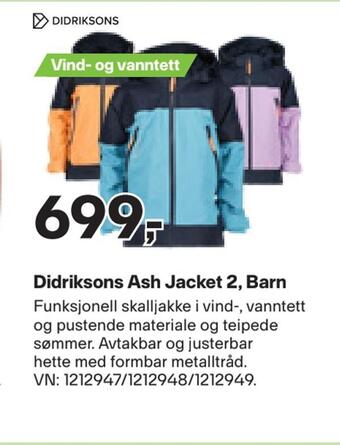 XXL Sport Didriksons ash jacket 2, barn tilbud