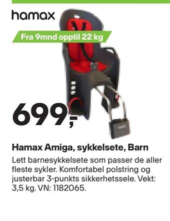 XXL Sport Hamax amiga, sykkelsete, barn tilbud