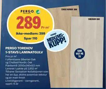 Coop Obs PERGO TOREKOV 1-STAVS LAMINATGULV tilbud