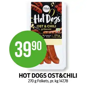 Kiwi HOT DOGS OST&CHILI 270 g Folkets tilbud