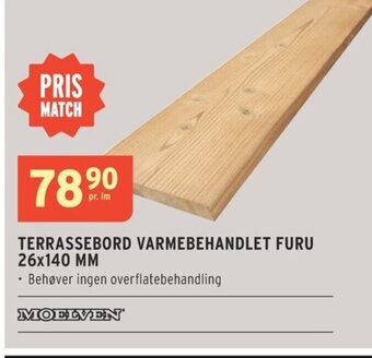 Montér TERRASSEBORD VARMEBEHANDLET FURU 26x140 MM tilbud