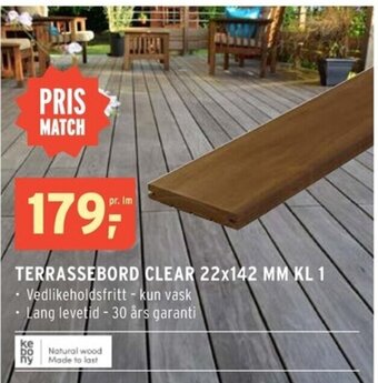 Montér TERRASSEBORD CLEAR 22x142 MM KL 1 tilbud