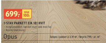 Montér 1-STAV PARKETT EIK 181 HVIT tilbud