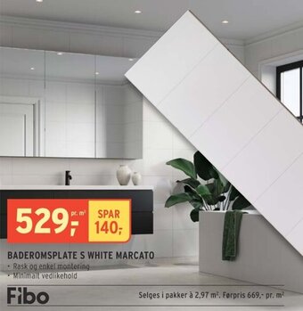 Montér BADEROMSPLATE S WHITE MARCATO tilbud