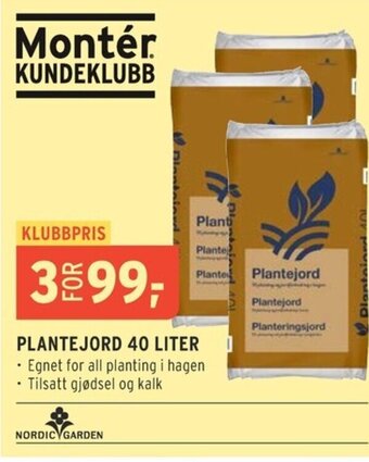 Montér PLANTEJORD 40 LITER tilbud