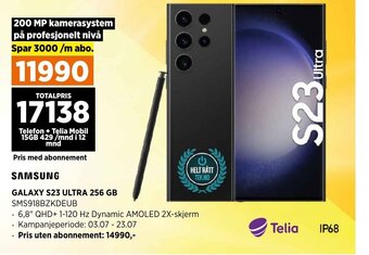 POWER SAMSUNG GALAXY S23 ULTRA 256 GB SMS918BZKDEUB tilbud
