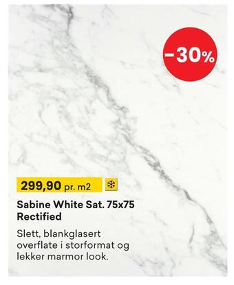 Right Price Tiles Sabine white sat. 75x75 rectified tilbud