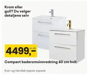 Right Price Tiles Compact baderomsinnredning 60 cm hvit tilbud