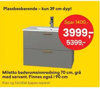Right Price Tiles Miletto baderomsinnredning 70 cm, grå med servant tilbud