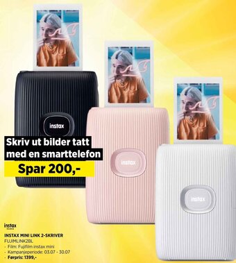POWER INSTAX MINI LINK 2-SKRIVER FUJIMLINK2BL tilbud